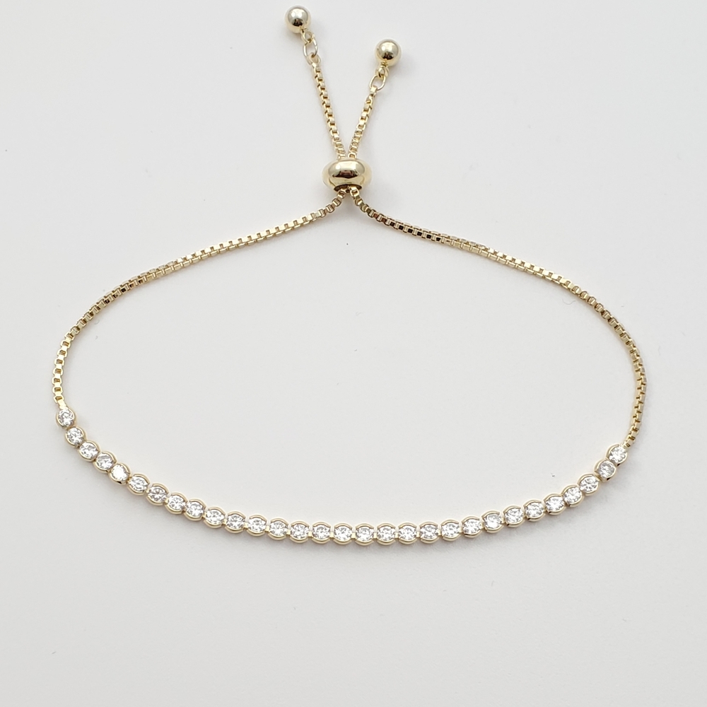 Gold Mini Rhinestone Adjustable Bracelet - Picture 3 of 6